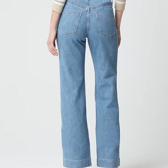 J. Crew NWT Drapey Wide Leg Trouser Denim Jeans Light Blue Wash Size 27 - Picture 5 of 12